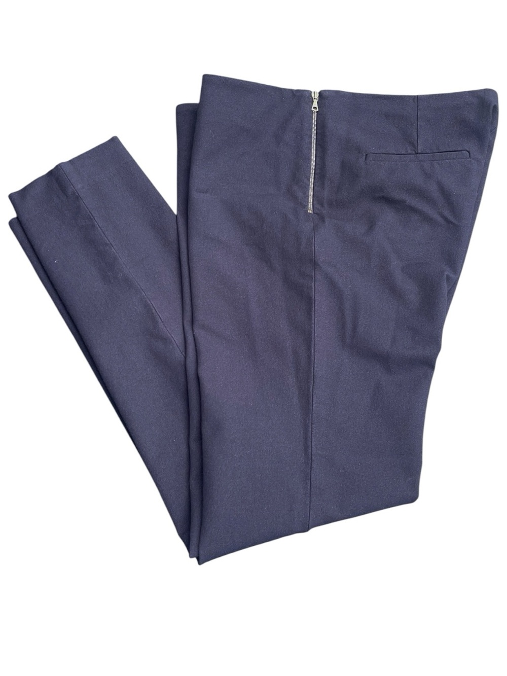 Judith & Charles Navy Cotton Blend Side Zip Flat Front Ankle Pant (10)